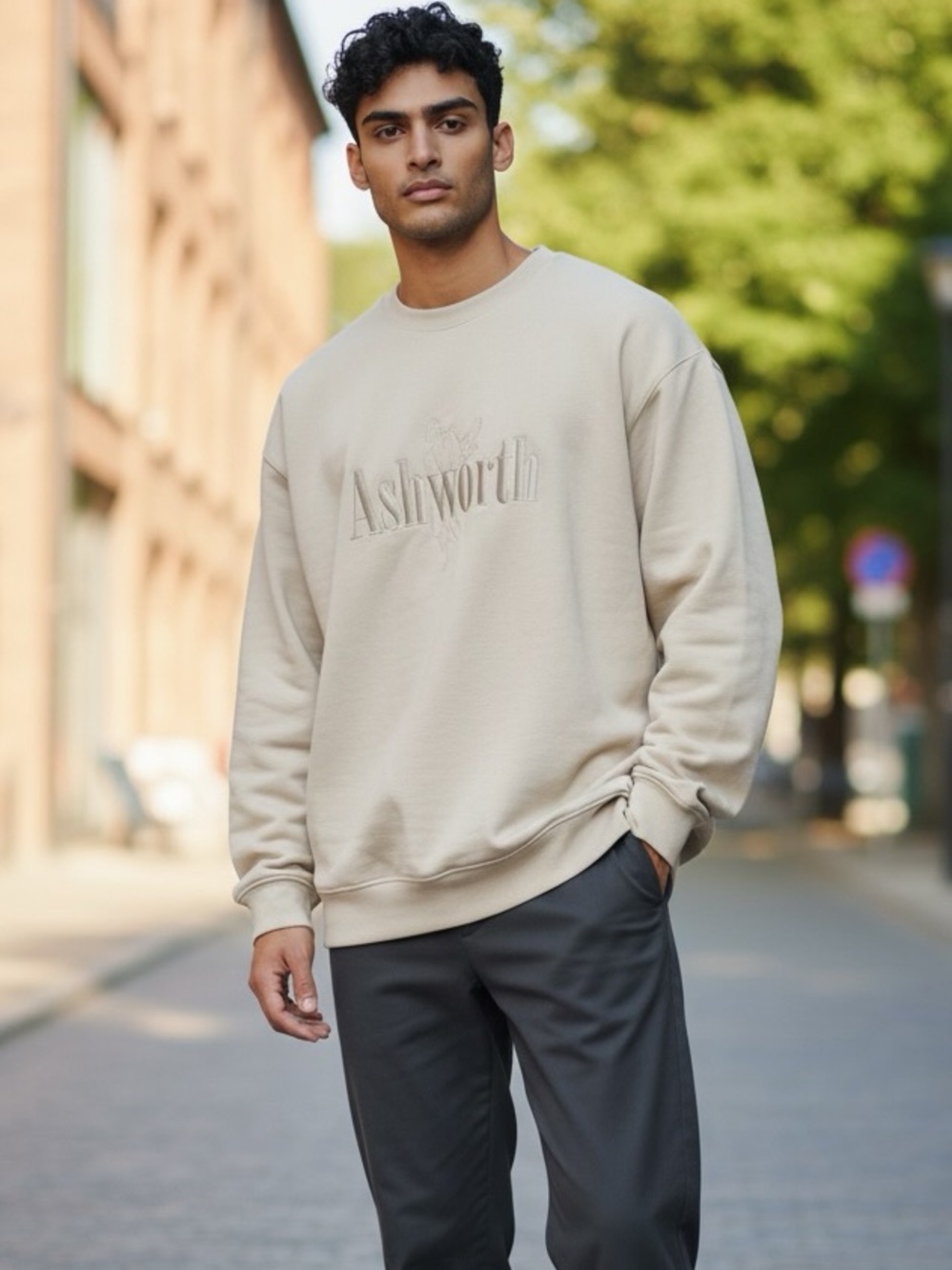 NWT Ashworth Cream Crewneck Sweater - Men’s Size XL - Soft Brushed Fleece Basic